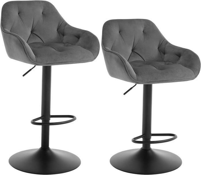 WOLTU Tabouret Bar PivotantLot de 2Chaise Haute CuisineRéglable en HauteurAccoudoirs et Repose-PiedsGris foncé W0ATT0376-2