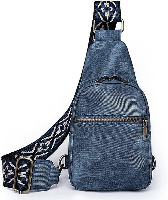 Sac Bandoulière FANDARE Vintage – Toile, 19x7x34 Cm, Port USB, Pour Randonnée, Voyage