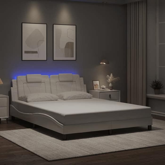 vidaXL Cadre de lit Viana avec LED sans matelas blanc 160x200 cm 3214030