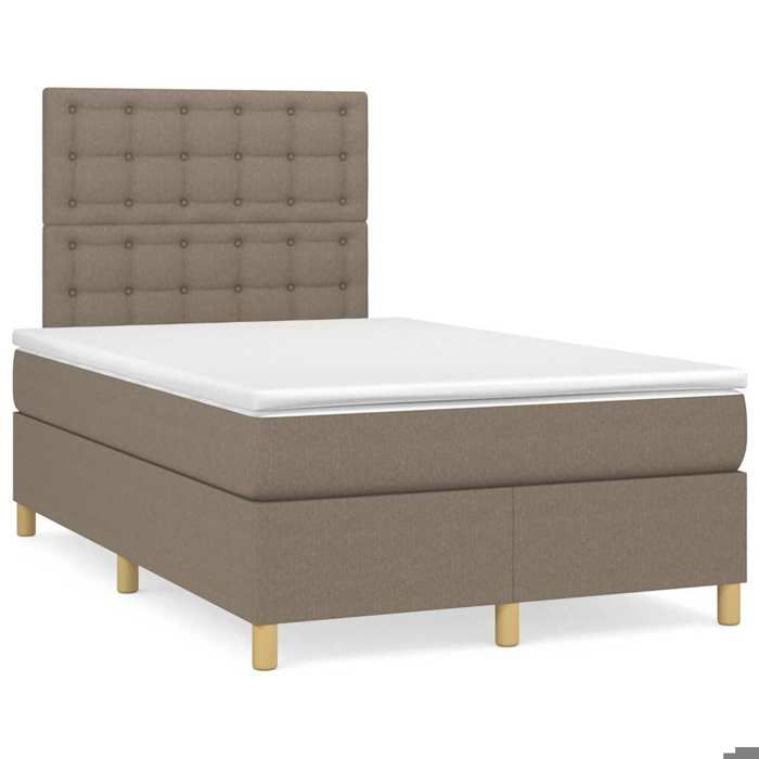 vidaXL Sommier à lattes de lit matelas et LED taupe 120x190 cm tissu 3270278