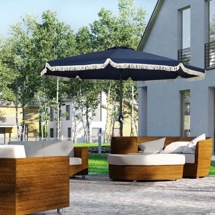 Avis Outsunny Parasol De Jardin Parasol Droit Parasol Rectangulaire Inclinable Alu Metal Polyester Haute Densite Diametre 2 M Chocolat