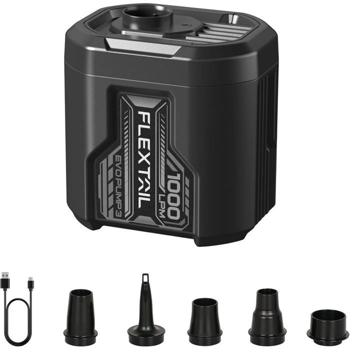 FLEXTAILGEAR Pompe à air portable avec batterie de 3600 mAh rechargeable par USB - Pompe à air la plus légère pour gonfler rapidement et dégonfler - Pour flotteurs de piscine, matelas pneumatiques FLEXTAILGEAR Pompe à air portable avec batterie de 3600 mAh rechargeable par USB - Pompe à air la plus légère pour gonfler rapidement et dégonfler - Pour flotteurs de piscine, matelas pneumatiques