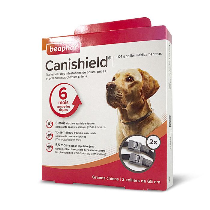 Comparer les prix de Beaphar - CANISHIELD 104 g – Lot de 2 colliers antiparasitaires pour grands chiens – 65 cm