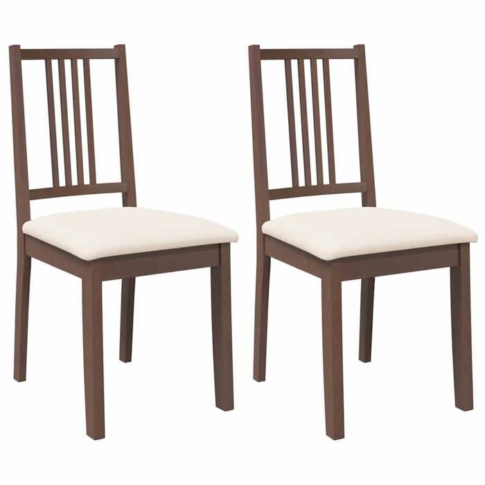 SOLO Chaises de Cuisine et Salon - coussins 2 pcs - Fauteuil salon - marron bois massif caoutchouc LL1634