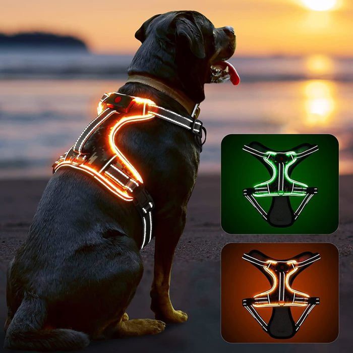 Meilleurs prix pour Harnais pour Chien Harnais Lumineux réglable pour Chiens de PetiteMoyenne et Grande TailleHarnais Lumineux Anti-Traction pour