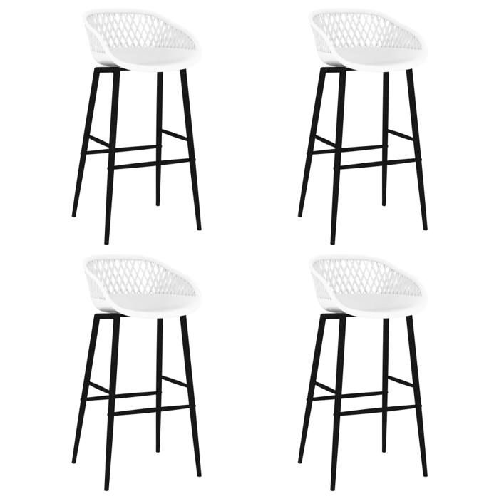 SOLDES dAutomneLot de 4 Chaises de bar - Tabourets Hauts pour Bar-Cuisine - blanc - 48x47.5x95.5cm 878