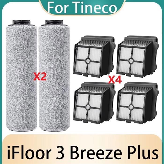 Kit De Pièces De Rechange Pour Aspirateur Tineco IFloor 5 Breeze - 2 Brosses Rouleaux + 2 Filtres + 1 Brosse De Nettoyage