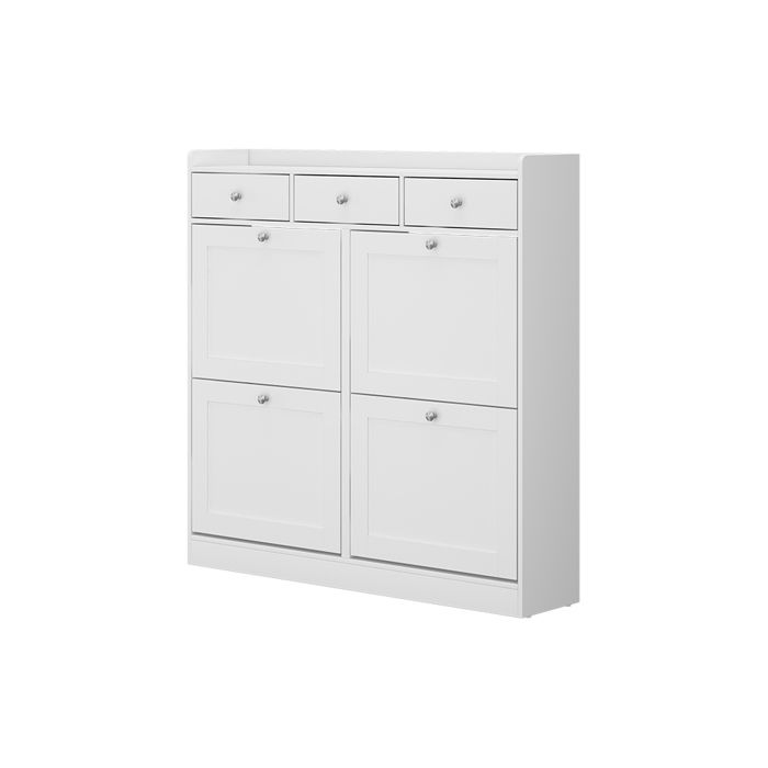 Benne à chaussures Vitto 100x99.5cm avec 3 tiroirs et 4 compartiments pliants Blanc Vicco 56458