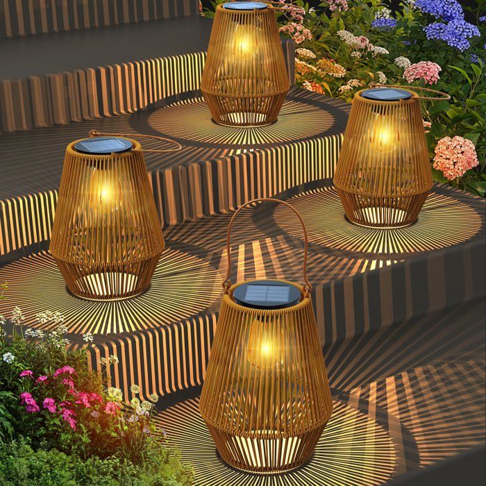 Lanterne Solaire Exterieur Jardin 4 Lampe Solaire Exterieur IP65 fait à la main Suspendre Lanterne Solaire idéales pour jardins