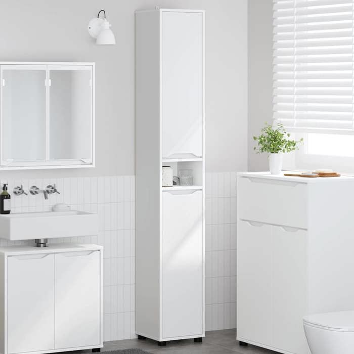 （Promotion Nove）Cabinet de salle de bain - moderne Cabinet WC avec étagère Blanc 305 x 30 x 195 cm EU02_95101