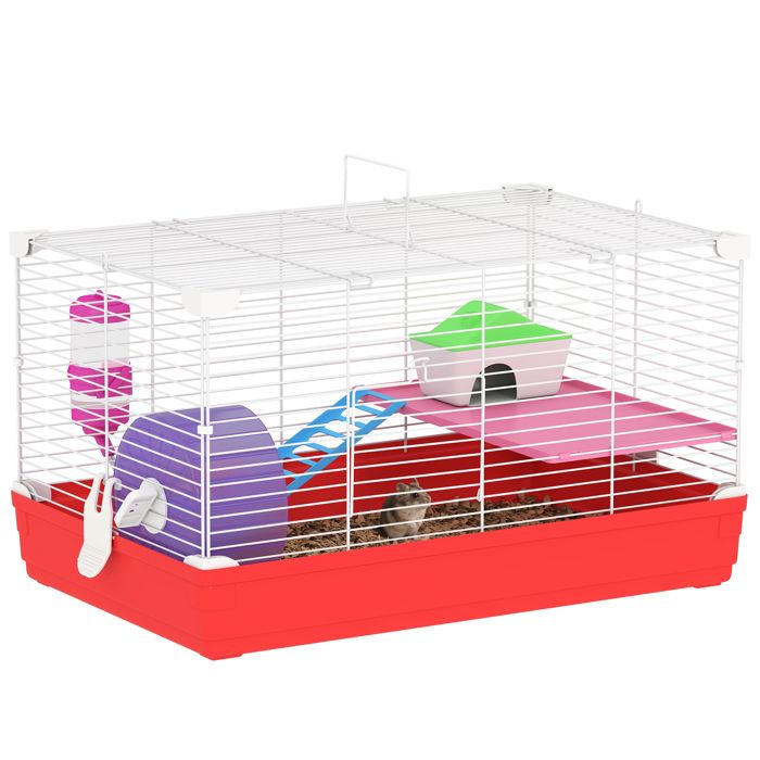 Comparer les prix de Cage hamster - PawHut - 2 niveaux - base amovible pour un nettoyage facile - cabane roue dexercice échelle et bol - blanc