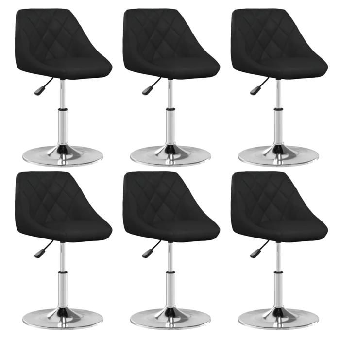 NEW 2026 Chaises à manger lot de 6 desgin Scandinave Pour 6 personnes noir similicuir 44x46x(62.5-77.5) cm L107