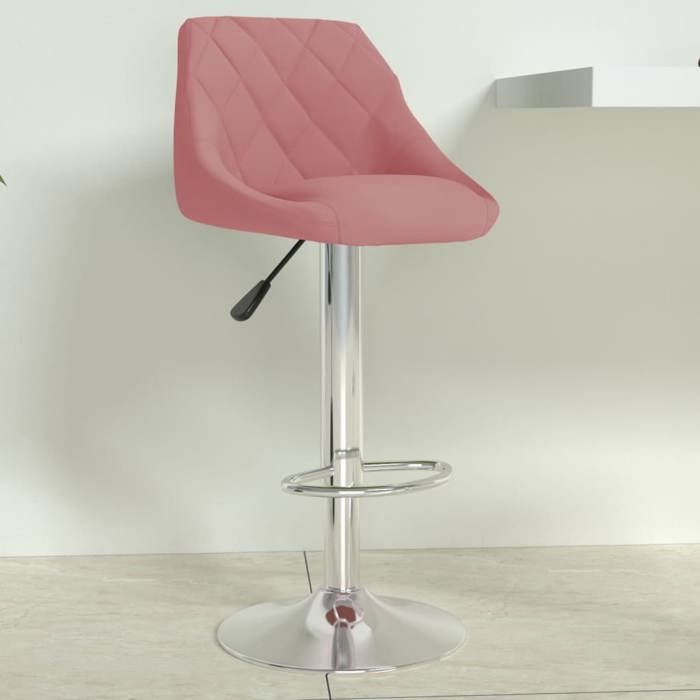 Rose Tabouret de bar Rose Velours - Chaise haute de bar H17074