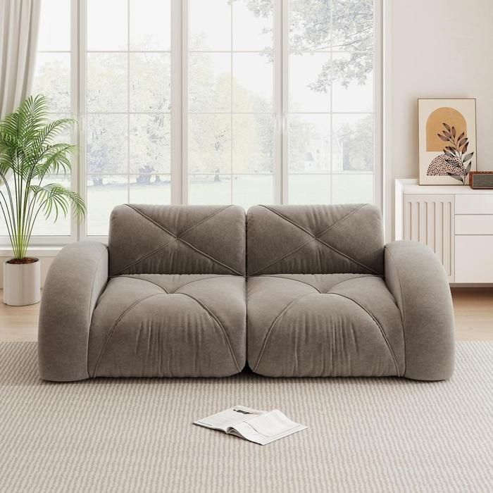 Canapé modulable - KOMHTOM - Cloud - Chenille marron - 2 places - Mousse 32D antidérapant Canapé modulable - KOMHTOM - Cloud - Chenille marron - 2 places - Mousse 32D antidérapant