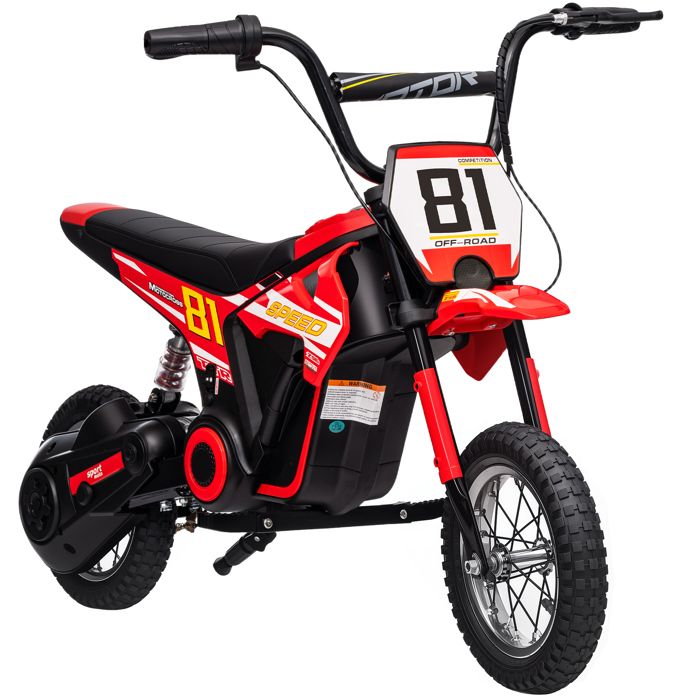 Moto électrique enfants - AIYAPLAY - 24V - moteur 250W vitesse 64-16 km/h - pour 8-12 ans - PP et métal - 119x64x765cm - rouge
