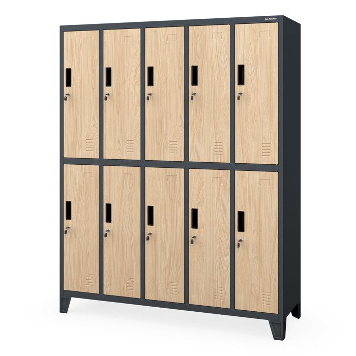 Armoire de sécurité à 10 portes anthracite / chêne Sonoma : Eco Design BARTEK 1360 x 1720 x 450 mm