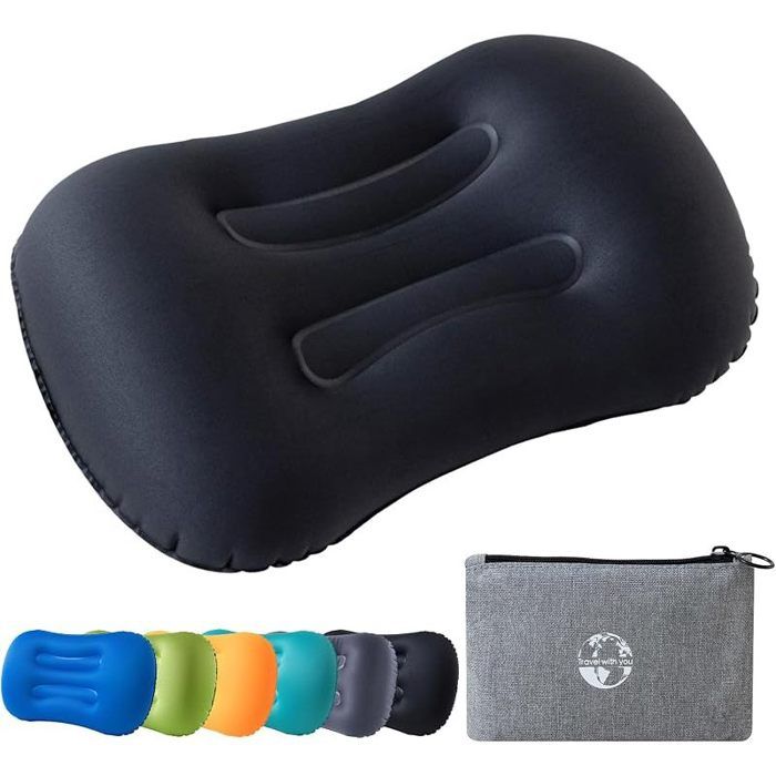 Oreiller Camping et Coussin Gonflable Ultra-Compact Léger Gonflable de Voyage avec Support Ergonomique Oreiller Plage Randonnée