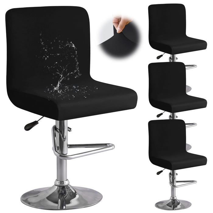 Housse Tabouret Bar Extensible Lot de 4 pour Chaise Haute Manger Noir ALURRA