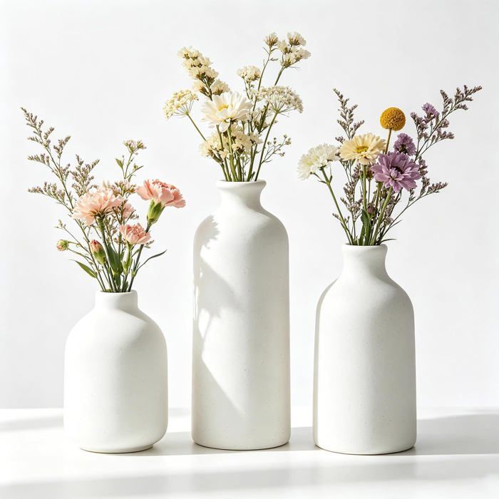 Lot De 3 Vases En Céramique Rustiques