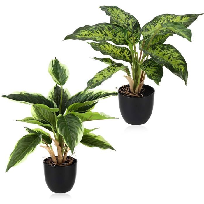 2 Plantes Artificielles Intérieur En Pot 41cm Fausses Plantes Vertes Décoratives Pour Maison Bureau