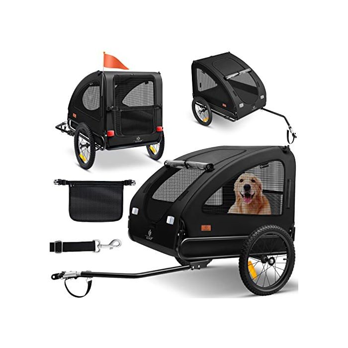 Remorque pour chien pliable noire - KESSER - 2-en-1 - Grand volume env. 250 L - Charge maximale 40 kg Remorque pour chien pliable noire - KESSER - 2-en-1 - Grand volume env. 250 L - Charge maximale 40 kg