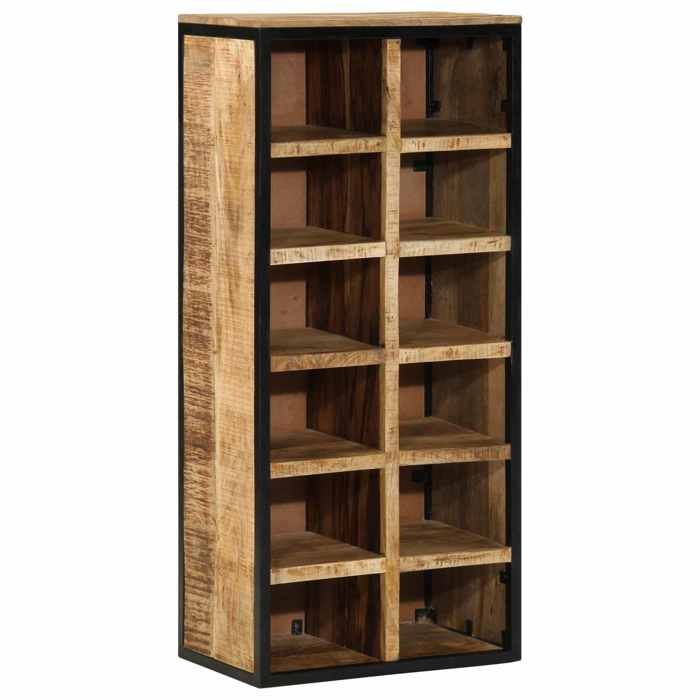 Cabinet à chaussures de mangue massif - Bois - Rangement - Renforcé - Naturel - 50x30x110 cm