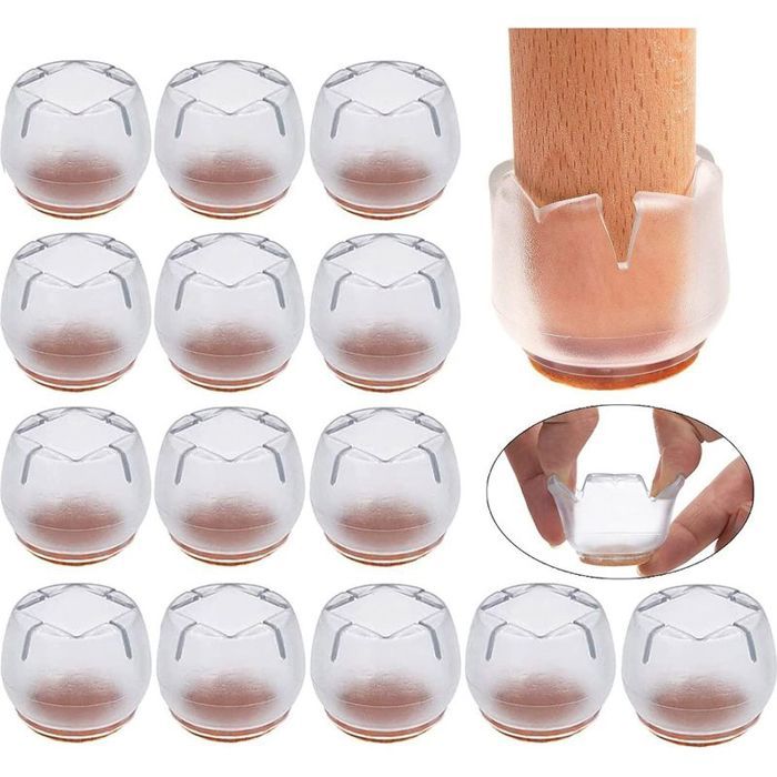 16 Pièces Protection Pied de Chaise 21-25mm Rond Tampon Chaise Protege Pied de Chaise Silicone pour Protéger Le Sol des Rayur