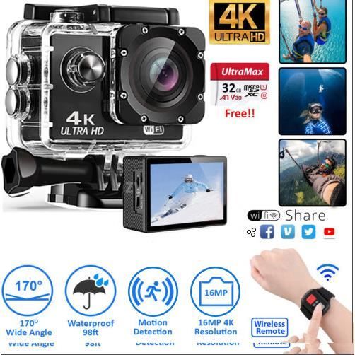 Caméra d'action Ultra HD 4K/30fps WiFi 2.0 pouces 170D casque étanche sous-marin caméras d'enregistrement vidéo caméra de Sport  44
