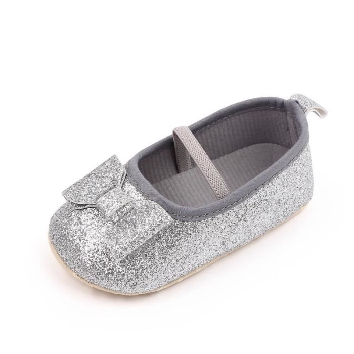 Couleur Argent taille 0 6 mois Chaussures plates paillettes pour