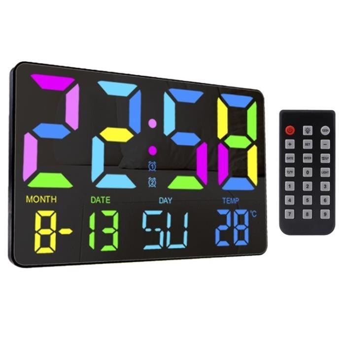 Réveil LED Miroir Avec Lumières RGB Et Veilleuse - 11 Couleurs, 12/24h, Luminosité Et Volume Réglables - Parfait Pour Table De Chevet Ou Décoration - 8