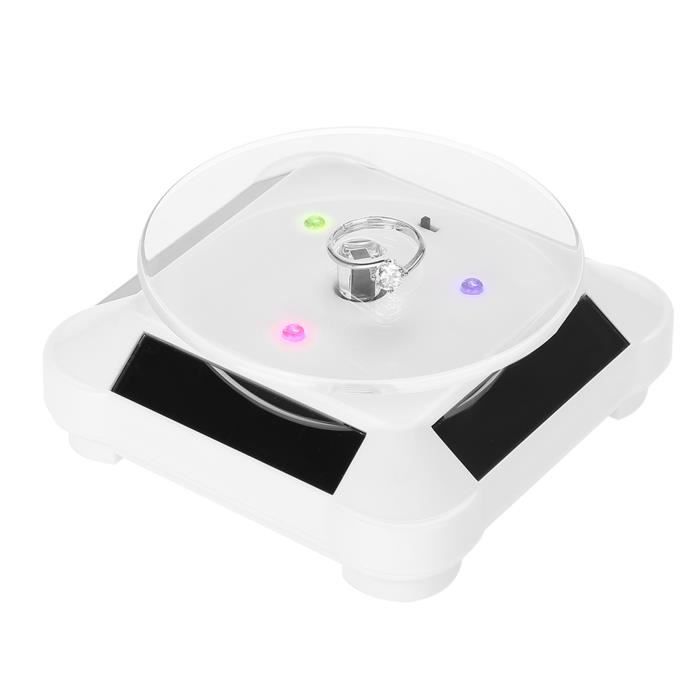 Présentoir Rotatif à Énergie Solaire – Plateau Tournant 10 Cm | Pour Bijoux, Vitrines | ABS, Silencieux | Affichage 360° Autonome