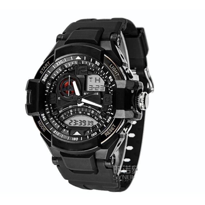 Montre Militaire Sport Homme Noire Numérique à Quartz Coobos - Étanche 10m, Cadeau Idéal