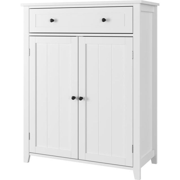 Commode armoire de rangement bain armoire avec tiroirs bahut bois blanc 