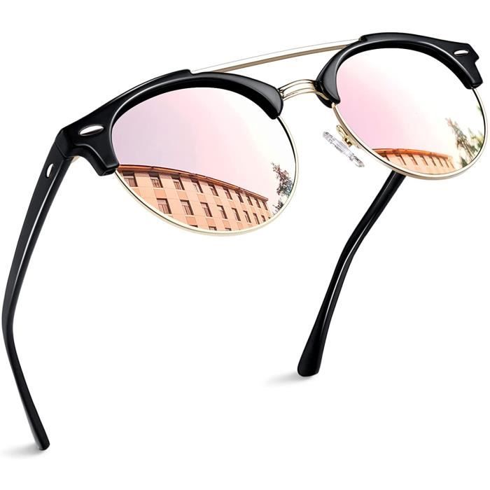 Lunettes de Soleil Polarisees Demi Cerclees et Lunette de Soleil Ronde Retro Lunettes de Soleil UV400 Double Pont pour Homme 277 Achat Vente lunettes de soleil Cdiscount