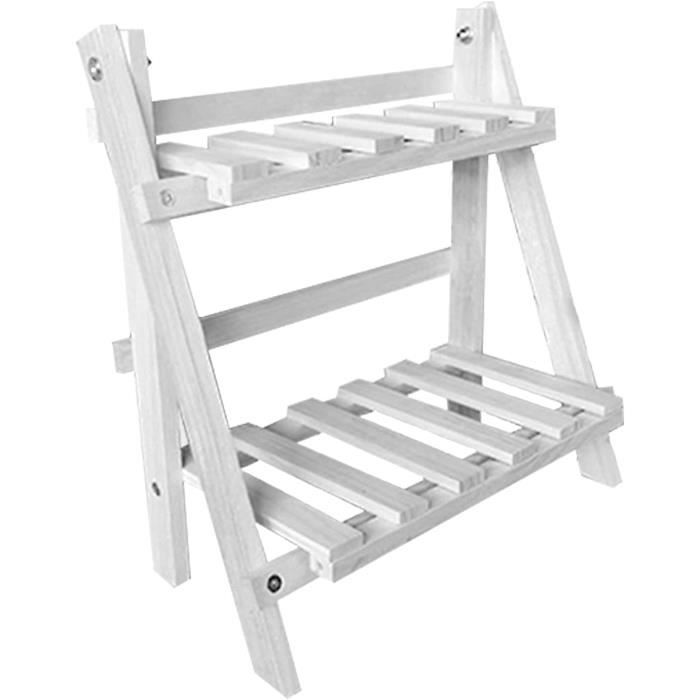 Étagère De Bureau Double Niveau En Bois Pliable - Organisateur Rangement 2 étages - Support Plantes Beige
