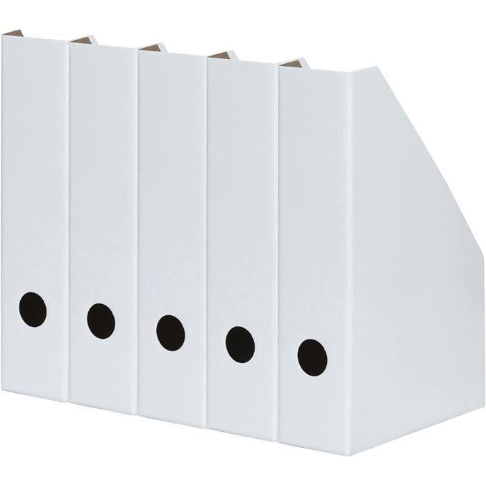 Porte-revues A4 En Carton Solide - Lot De 5 - Blanc - Rangement Pratique Pour Magazines Et Documents