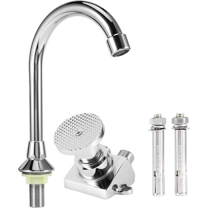 Robinet Évier à Pédale - Laiton Chromé - Pour Labo, Hôpital - Filetage G1/2