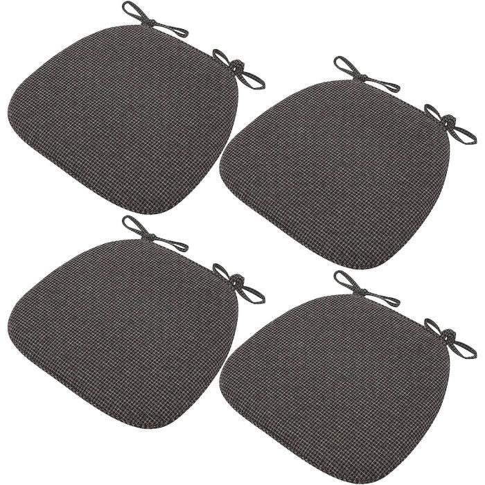 6 Coussins De Chaise Cuisine Coton - Fabriqué En Italie - Housses Avec Lacets - Noir