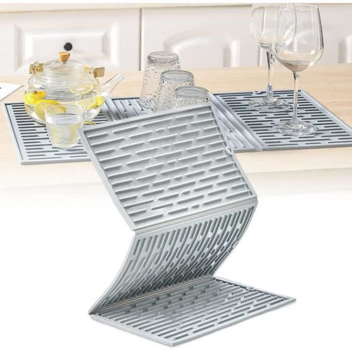 tapis de séchage vaisselle en silicone tapis égouttoir tapis d'évier en silicone antidérapant pour couverts tasses assiettes bols
