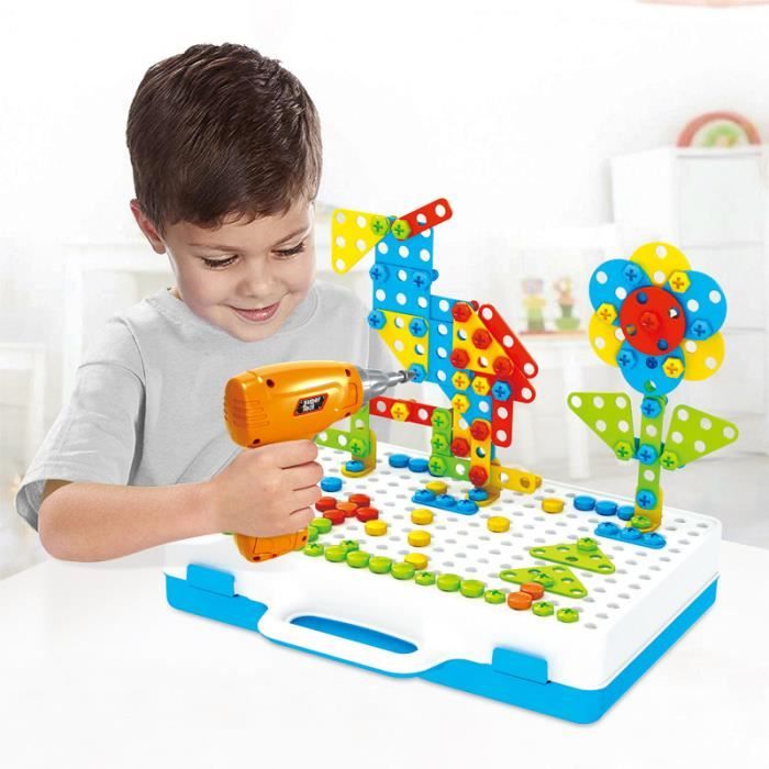 Mosaique Enfant Jeu Enfant 3 Ans - Jeu Montessori Jouet Enfant 4 Ans Garçon  Jeux Éducatifs Clic Educ Mosaique Jouet à Visseuse Cadeau Noel pour