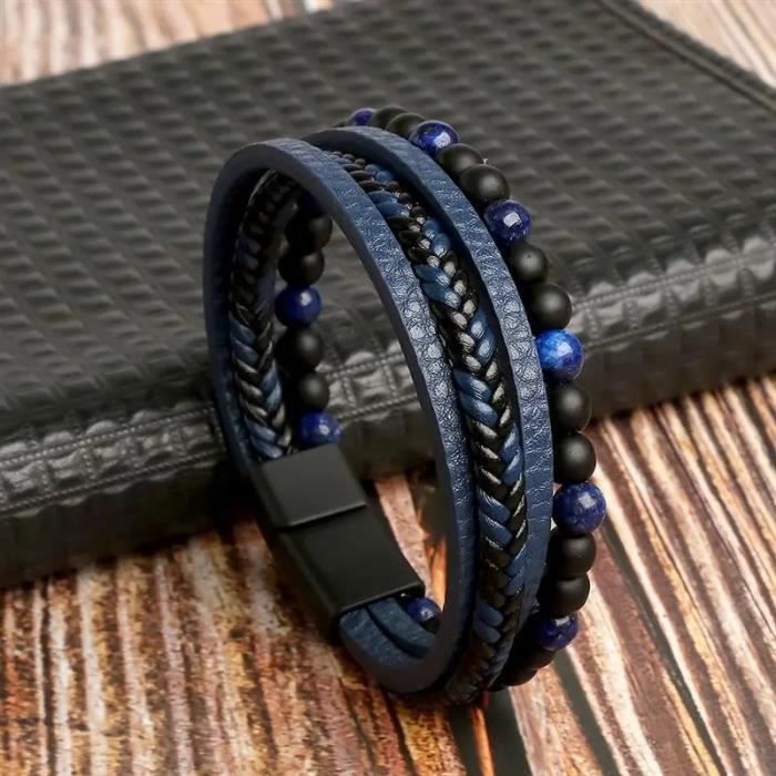 Bracelet œil De Tigre En Cuir Tressé Avec Fermoir Magnétique - Pour Homme Et Femme, Tailles 7.5/8.5/9 Pouces