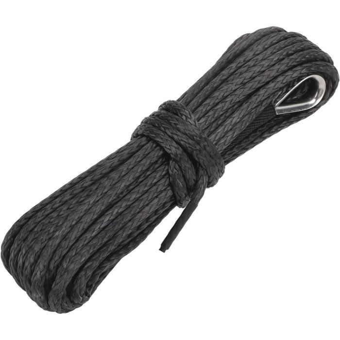 Câble De Treuil Synthétique 8 Mm X 30 M - Résistance 3200 Kg, Gaine Polyuréthane, Crochet - Pour 4x4, Bateau, Remorquage