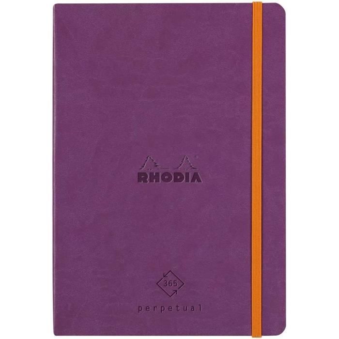 Agenda Perpétuel RHODIA Rhodiarama - Format A5 - 128 Pages Papier Ivoire 90g/m² - Simili Cuir Turquoise