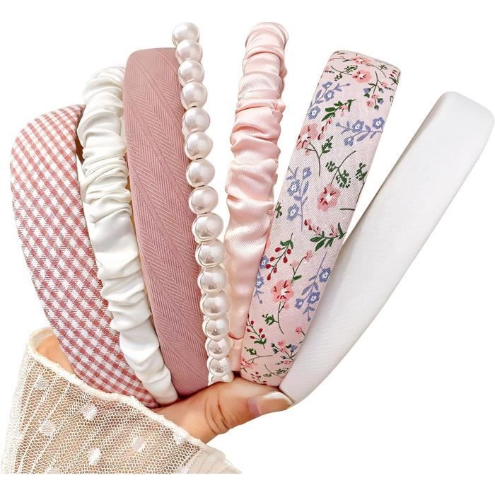 7Pcs Serre Tete Femme Bandeaux Mode pour Femmes Fleur Bandeau Bande de Cheveux Perle Bandeaux Vintage pour Femme Bandeau Cheveux