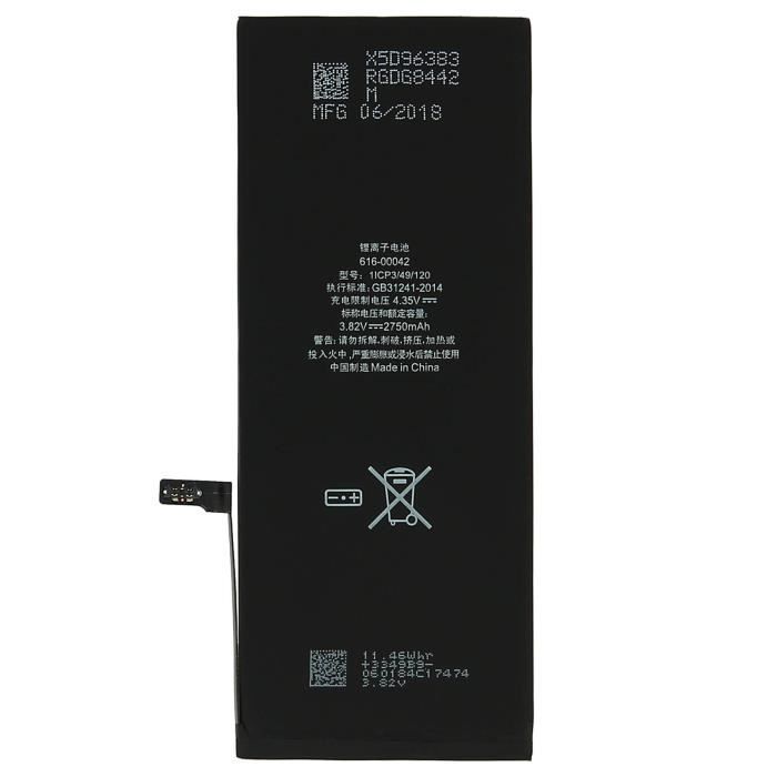Batterie Interne iPhone 6S Plus 2750 mAh LithiumION Remplace APN 616