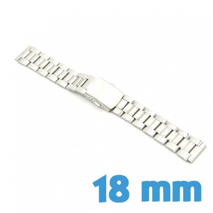 Bracelet De Montre Acier Inox 18mm Avec Boucle Déployante - Style Vintage, Neuf, Compatible Omega Etc.