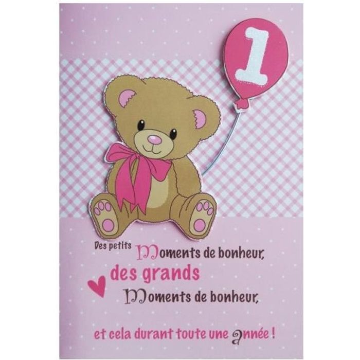 Carte De Voeux Enfant Anniversaire 1 An Fille Achat Vente Carte Correspondance Carte De Voeux Anniversaire Cdiscount