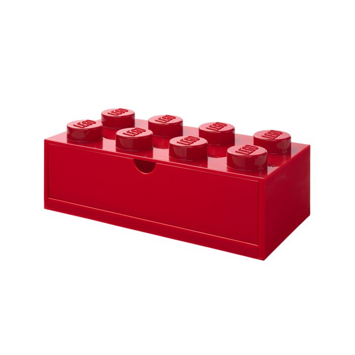 LEGO Tiroir de Bureau Rouge avec 8 Tenons – Organiseur Empilable pour Fournitures Jouets et Décoration
