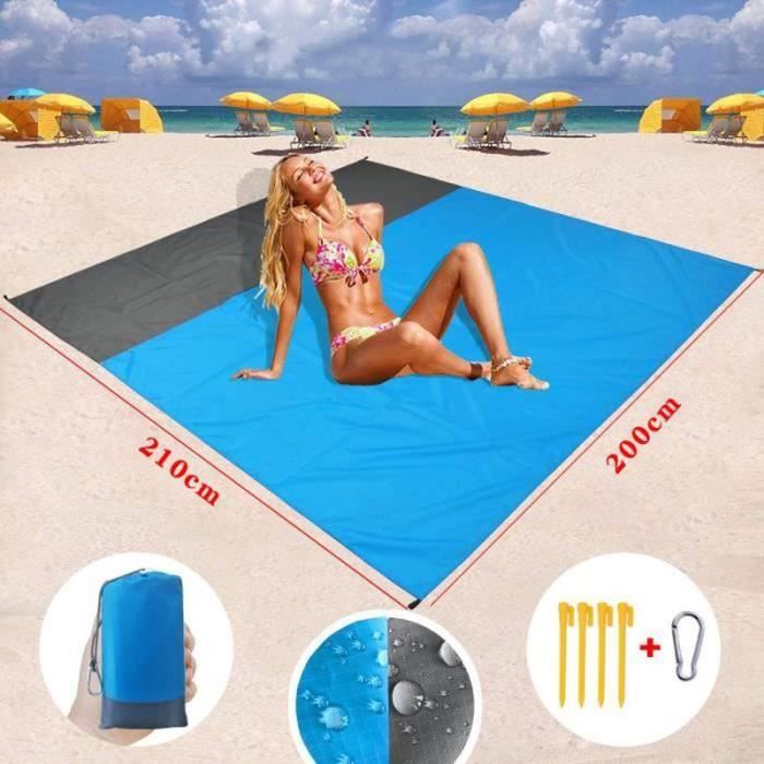 Tapis Plage Imperméable Tapis De Plage Xinlie 200x210 Cm - Imperméable Anti- Sable, Pliable Pour Pique-Nique Camping Tapis Plage Xinlie 200x210cm Imperméable Anti-sable Pliable