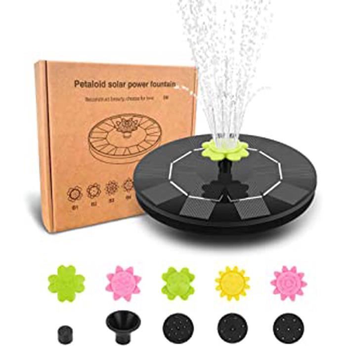 Fontaine Solaire Flottante 1.6W Avec LED - Hauteur De Jet 60 Cm, Batterie Intégrée, Pour Bassin, Bain D'oiseaux